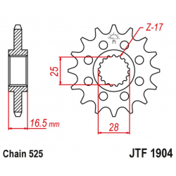 JT 2021/12 ZĘBATKA PRZEDNIA 2147 15 KTM 950/990/1050/1090/1190/1290 03-20 (214715JT) (ŁAŃC. 525)