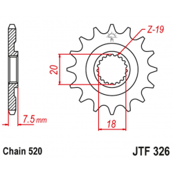 JT 2021/12 ZĘBATKA PRZEDNIA 340 14 HONDA CR 125 '87-'03 (34014JT) (ŁAŃC. 520)