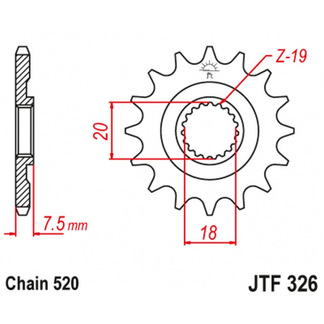 JT 2021/12 ZĘBATKA PRZEDNIA 340 14 HONDA CR 125 '87-'03 (34014JT) (ŁAŃC. 520)