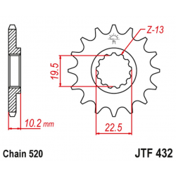 JT 2021/12 ZĘBATKA PRZEDNIA 435 11 SUZUKI RM 250 '87-'12 (43511JT) (ŁAŃC. 520)