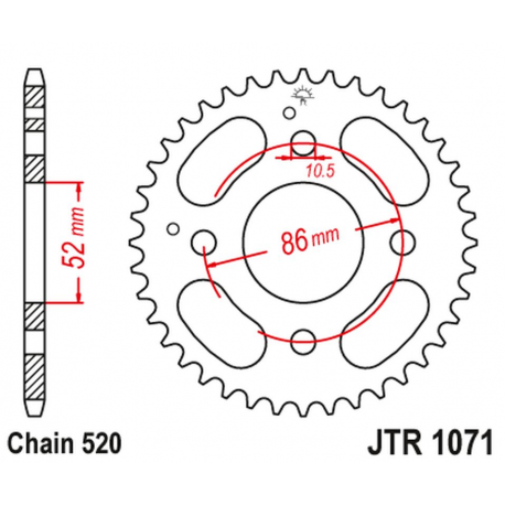 JT 2021/12 ZĘBATKA TYLNA 4621 31 KYMCO MXU/MXR50/150 '02-'13 (462131JT) (ŁAŃC. 520)