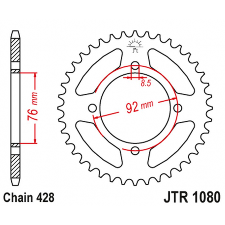 JT 2021/12 ZĘBATKA TYLNA THUMPSTAR PIT BIKES ALL 100CC+ X-SPORT PIT BIKES ALL 100CC+ (JTR1080,39) (ŁAŃC. 428)