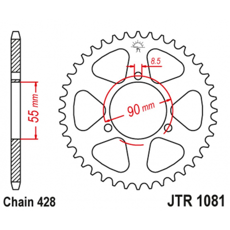 JT 2021/12 ZĘBATKA TYLNA 4612 46 RIEJU 125 RS2 NAKED/MATRIX/PRO '06-10'(461246JT) (ŁAŃC.428)