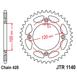 JT 2021/12 ZĘBATKA TYLNA 4478 50 BETA 125 RR/RE '08-20' (447850JT) (ŁAŃC. 428)