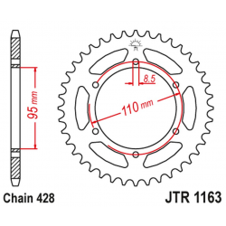 JT 2021/12 ZĘBATKA TYLNA 486 45 CAGIVA 125 ELEFANT/STX ALETTA ROSSA '83-88' (48645JT) (ŁAŃC. 428)