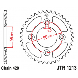 JT 2021/12 ZĘBATKA TYLNA 4463 37 HONDA CRF 50 '04-20' XR 50 '00-04' (446337JT) (ŁAŃC.420)