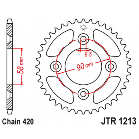 JT 2021/12 ZĘBATKA TYLNA 4463 37 HONDA CRF 50 '04-20' XR 50 '00-04' (446337JT) (ŁAŃC.420)