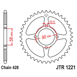 JT 2021/12 ZĘBATKA TYLNA 4669 42 HONDA CBR 125 11-17, CB 125F (GLR125) 15-17 (446942JT) (ŁAŃC. 428) OTWÓR NA ŚRUBĘ 10,5 - MOŻE B