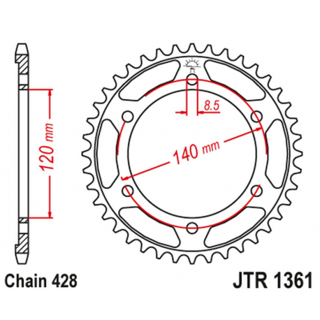 JT 2021/12 ZĘBATKA TYLNA 260 50 HONDA XLR 250 BAJA '88-94' (26050JT) (ŁAŃC428)