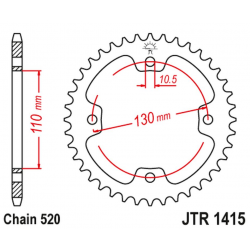 JT 2021/12 ZĘBATKA TYLNA 4303 36 KAWASAKI KSF 450 (KFX 450) '08-14' (ATV) (430336JT) (ŁANC.520)