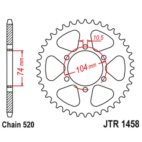 JT 2021/12 ZĘBATKA TYLNA 475 40 KAWASAKI KL 250 '77-78', KE 250 '77-79' (47540JT) (ŁAŃC520)