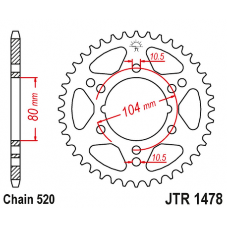 JT 2021/12 ZĘBATKA TYLNA 4578 30 POLARIS 250 CYCLONE/TRAIL BLAZER (457830JT) (MOŻNA STOSOWAĆ ZAMIAST 478 30 JTR478.30) (ŁAŃC. 52