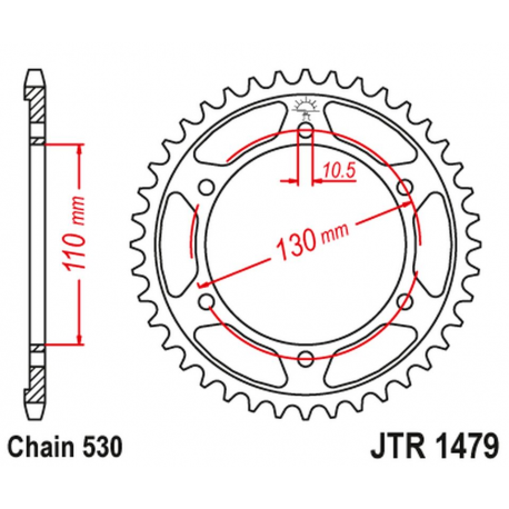 JT 2021/12 ZĘBATKA TYLNA 241 45 YAMAHA YZF-R1 1000 '09-14' (24145JT) (ŁAŃC.530) (CZARNA)