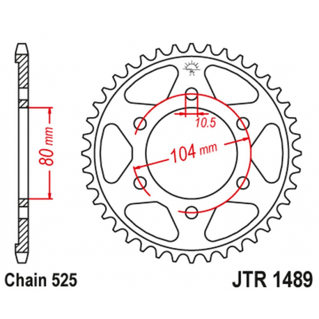 JT 2021/12 ZĘBATKA TYLNA 4359 39 KAWASAKI ZX 9R '02-'03, ZX 10R '04-'05/'11-'20 (435939JT) (ŁAŃC. 525) (CZARNA)