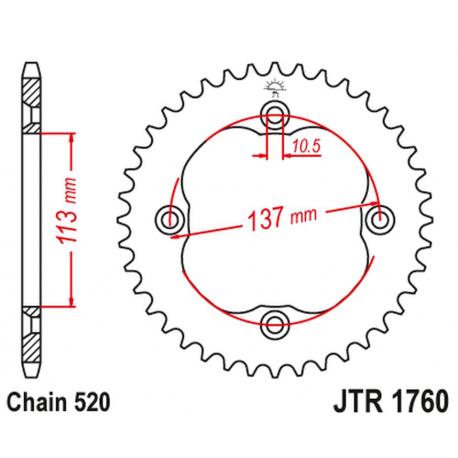 JT 2021/12 ZĘBATKA TYLNA 4509 38 SUZUKI LTZ 400 '09-'12 (450938JT) (ŁAŃC. 520)