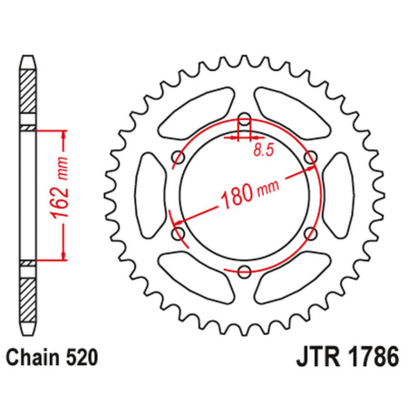 JT 2021/12 ZĘBATKA TYLNA SUZUKI PE 250 '80-82', PE 400 '80-81' (ŁAŃC.520)