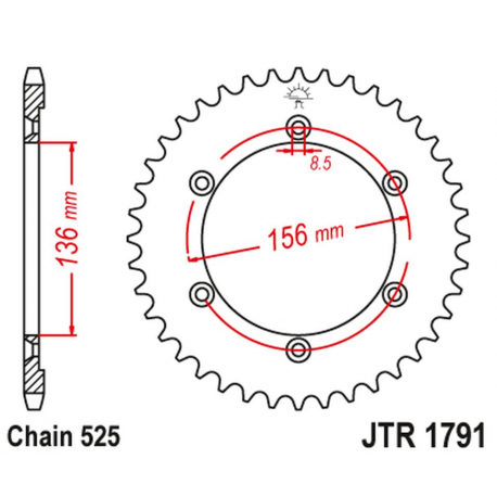 JT 2021/12 ZĘBATKA TYLNA 4365 42 SUZUKI DR 650 SE '96-'12 (436542JT) (ŁAŃC. 525)