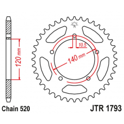 JT 2021/12 ZĘBATKA TYLNA 4397 42 TRIUMPH 865 BONEVILLE/THRUXTON '15-'16, SCRAMBLER '16-'17 (439742JT) (ŁAŃC. 520)