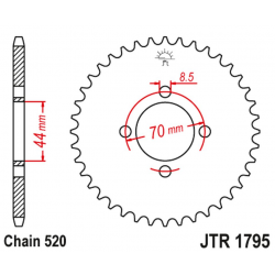 JT 2021/12 ZĘBATKA TYLNA 4493 24 SUZUKI LT80 QUADSPORT '89-'06 (449324JT) (ŁAŃC. 520)