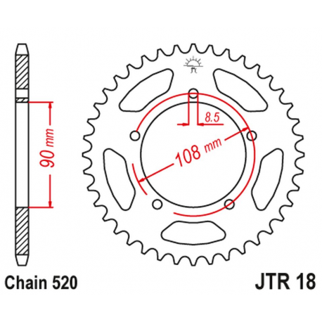 JT 2021/12 ZĘBATKA TYLNA 1515 43 MUZ 660 SCORPION '95-02', APRILIA 125 TUAREG '87' (151543JT) (ŁAŃC.520)