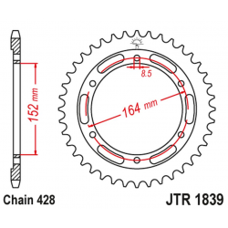 JT 2021/12 ZĘBATKA TYLNA 841 55 YAMAHA SR 400 (2RD) '91-00', SR 500 '91-00' (84155JT) (ŁAŃC.428)