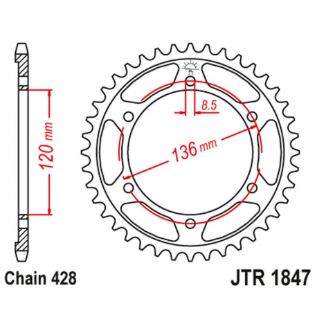 JT 2021/12 ZĘBATKA TYLNA 4324 46 YAMAHA TDR 125 '93-'99 (432446JT) (ŁAŃC. 428)