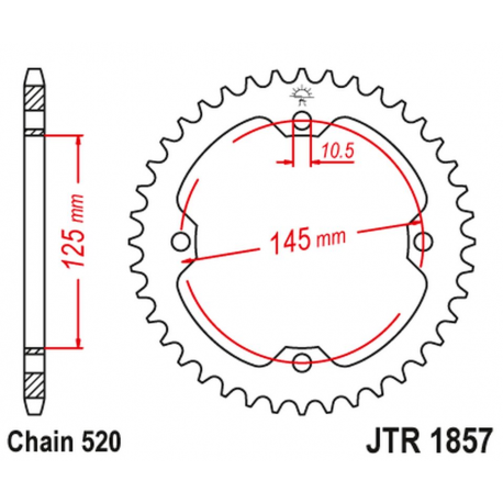 JT 2021/12 ZĘBATKA TYLNA 4588 45 YAMAHA YFZ 450R '09-19, YFM 250/350/450/700 RAPTOR (458845JT) (ŁAŃC. 520) - MOŻE ZASTĄPIĆ 85742