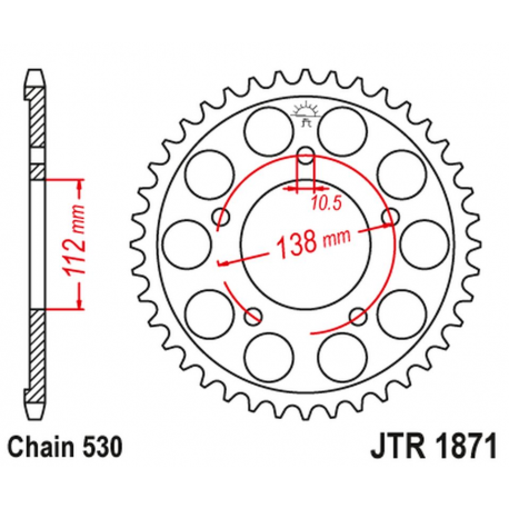 JT 2021/12 ZĘBATKA TYLNA 4448 48 YAMAHA R6 '99-'02 (444848JT) (ŁAŃC. 530) CZARNA