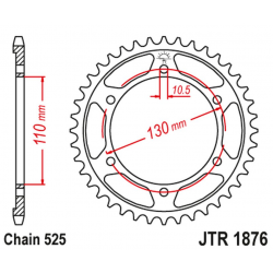 JT 2021/12 ZĘBATKA TYLNA 4385 43 SUZUKI GSXR 600 '11-'15, YAMAHA MT-07 '14-'16 (438543JT) (ŁAŃC. 525) CZARNA