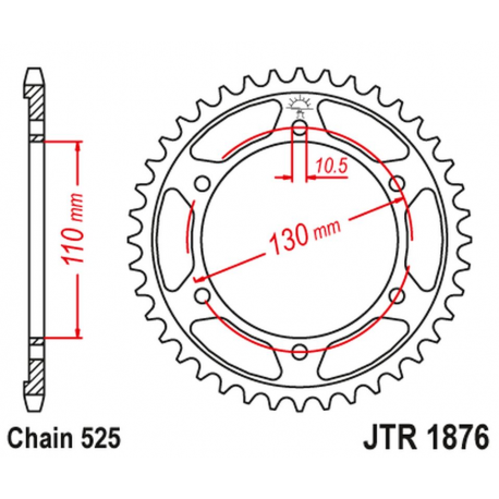 JT 2021/12 ZĘBATKA TYLNA 4385 43 SUZUKI GSXR 600 '11-'15, YAMAHA MT-07 '14-'16 (438543JT) (ŁAŃC. 525) CZARNA