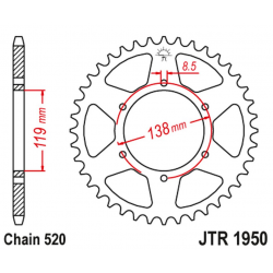 JT 2021/12 ZĘBATKA TYLNA 213 48 HUSABERG FC/FE/MX 350/400/499/501/600 '92-99' (21348JT) (ŁAŃC520)