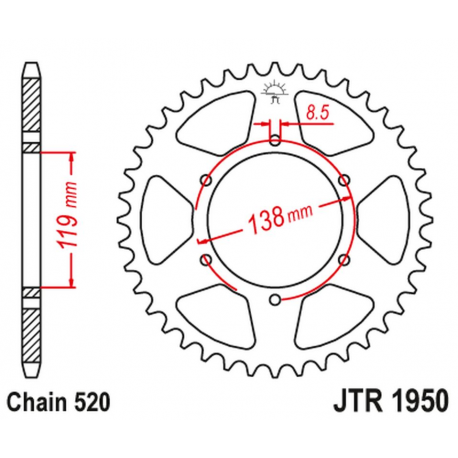 JT 2021/12 ZĘBATKA TYLNA 213 48 HUSABERG FC/FE/MX 350/400/499/501/600 '92-99' (21348JT) (ŁAŃC520)