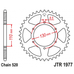 JT 2021/12 ZĘBATKA TYLNA HONDA XR 200 '80-81', XL 250 '76-77' (ŁAŃC520)