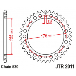 JT 2021/12 ZĘBATKA TYLNA 4392 43 TRIUMPH 900/955/1000 (439243JT) (ŁAŃC. 530) CZARNA