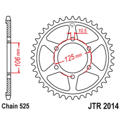 JT 2021/12 ZĘBATKA TYLNA 4529 39 TRIUMPH 675 '06-'16 (452939JT) (ŁAŃC. 525)