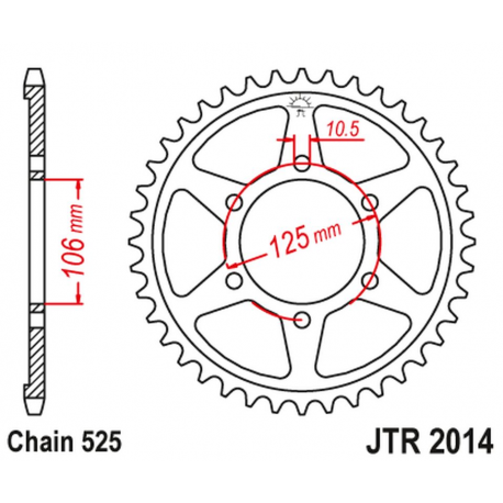 JT 2021/12 ZĘBATKA TYLNA 4529 47 TRIUMPH 675 '06-'17 (452947JT) (ŁAŃC. 525) CZARNA