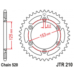 JT 2021/12 ZĘBATKA TYLNA 289 42 HONDA CRF 230 '09-10,XR 250 '96-07, XR 400 '96-04 (28942JT) (ŁAŃC. 520)