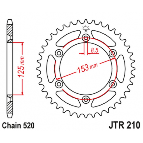 JT 2021/12 ZĘBATKA TYLNA 289 43 HONDA CRF 230 '09-10,XR 250 '96-07, XR 400 '96-04 (28943JT) (ŁAŃC. 520)