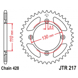 JT 2021/12 ZĘBATKA TYLNA 249 49 HONDA CR80 '86-02', CR85 '03-07' (24949JT) (ŁAŃC.428)