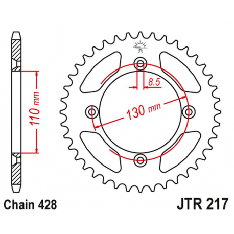 JT 2021/12 ZĘBATKA TYLNA 249 49 HONDA CR80 '86-02', CR85 '03-07' (24949JT) (ŁAŃC.428)