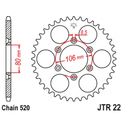 JT 2021/12 ZĘBATKA TYLNA 3560 45 APRILIA SX 125 '08-'12, MX 125 '04-'07 (356045JT) (ŁAŃC. 520)