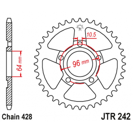 JT 2021/12 ZĘBATKA TYLNA 242 53 HONDA XL 125 R '82-87' (24253JT) (ŁAŃC. 428)