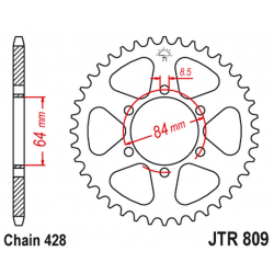 JT 2021/12 ZĘBATKA TYLNA 809 51 KREIDLER 125 SUPERMOTO '07-08, TS 125 '73-77 (JTR809.51) (ŁAŃC. 428)