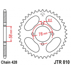 JT 2021/12 ZĘBATKA TYLNA 810 36 SUZUKI GN 125 '82-'00 (-6) (81036JT) (ŁAŃC. 428)