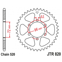 JT 2021/12 ZĘBATKA TYLNA 829 42 SUZUKI DR 250 '82-87, SP 250 '82-85, DR 370 '78-79, SP 370 '77-82 (82942JT) (ŁANC. 520)