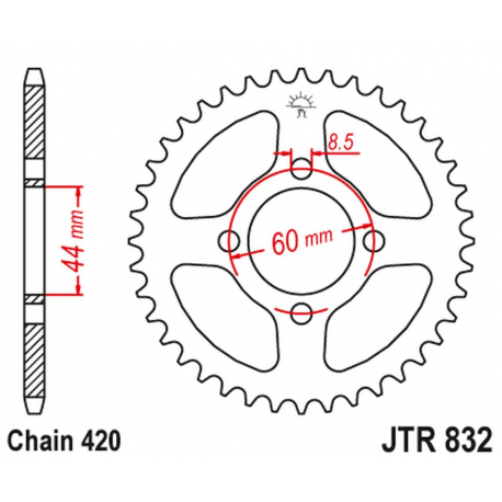 JT 2021/12 ZĘBATKA TYLNA 832 37 YAMAHA DT 50 '86-88, DT 50R '91-96 (83237JT) (ŁAŃC. 420)