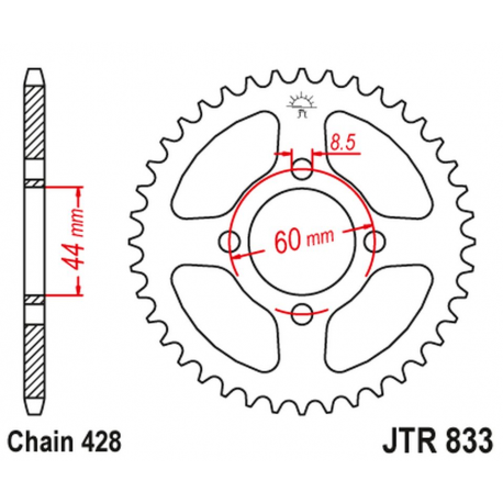 JT 2021/12 ZĘBATKA TYLNA 833 41 YAMAHA DT 80MX '83-84 (83343JT) (ŁAŃC. 428)