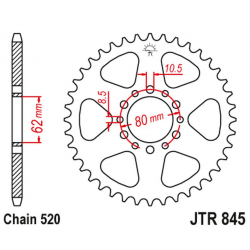 JT 2021/12 ZĘBATKA TYLNA 845 45 YAMAHA SR 250 '79-84, XT 250 '80, YD 250 (84545JT) (ŁAŃC. 520)