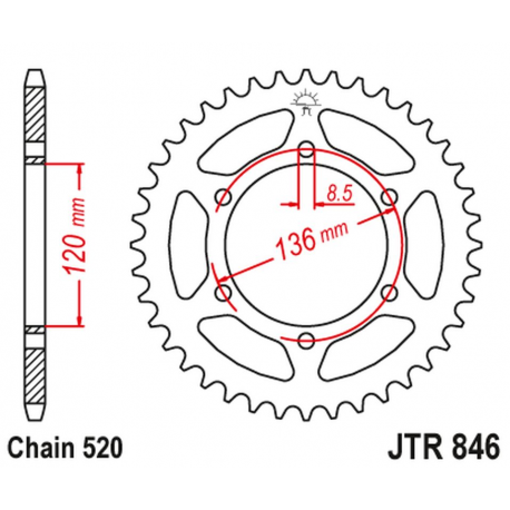 JT 2021/12 ZĘBATKA TYLNA 859 37 YAMAHA SRX 600 '86-94 (85937JT) (ŁAŃC. 520)