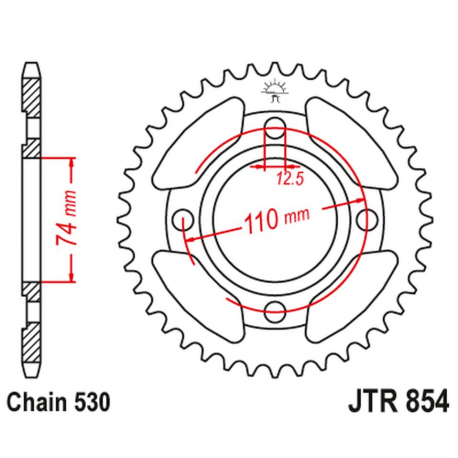 JT 2021/12 ZĘBATKA TYLNA 854 41 YAMAHA XS 250 '80-82, XS 500 '78-80 (85441JT) (ŁAŃC. 530)